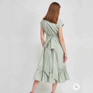 NWT Anthro En Saison Alora Wrap Midi Dress in Seafoam Green Boho Ruffle Size S